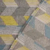 Polsterstoff Dekostoff Jacquard Flachgewebe Mira Rechtecke schräg grau blau grün 1,40m Breite
