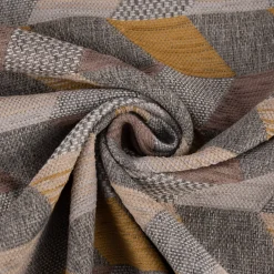 Polsterstoff Dekostoff Jacquard Flachgewebe Mira Rechtecke schräg grau gelb beige 1,40m Breite