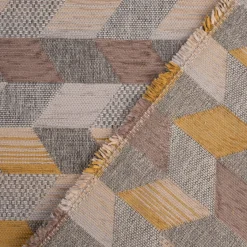 Polsterstoff Dekostoff Jacquard Flachgewebe Mira Rechtecke schräg grau gelb beige 1,40m Breite