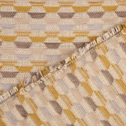Polsterstoff Dekostoff Jacquard Flachgewebe Mira Hexagon beige gelb 1,40m Breite