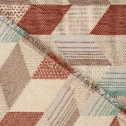 Polsterstoff Dekostoff Jacquard Flachgewebe Mira Rechtecke schräg beige mint terra 1,40m Breite