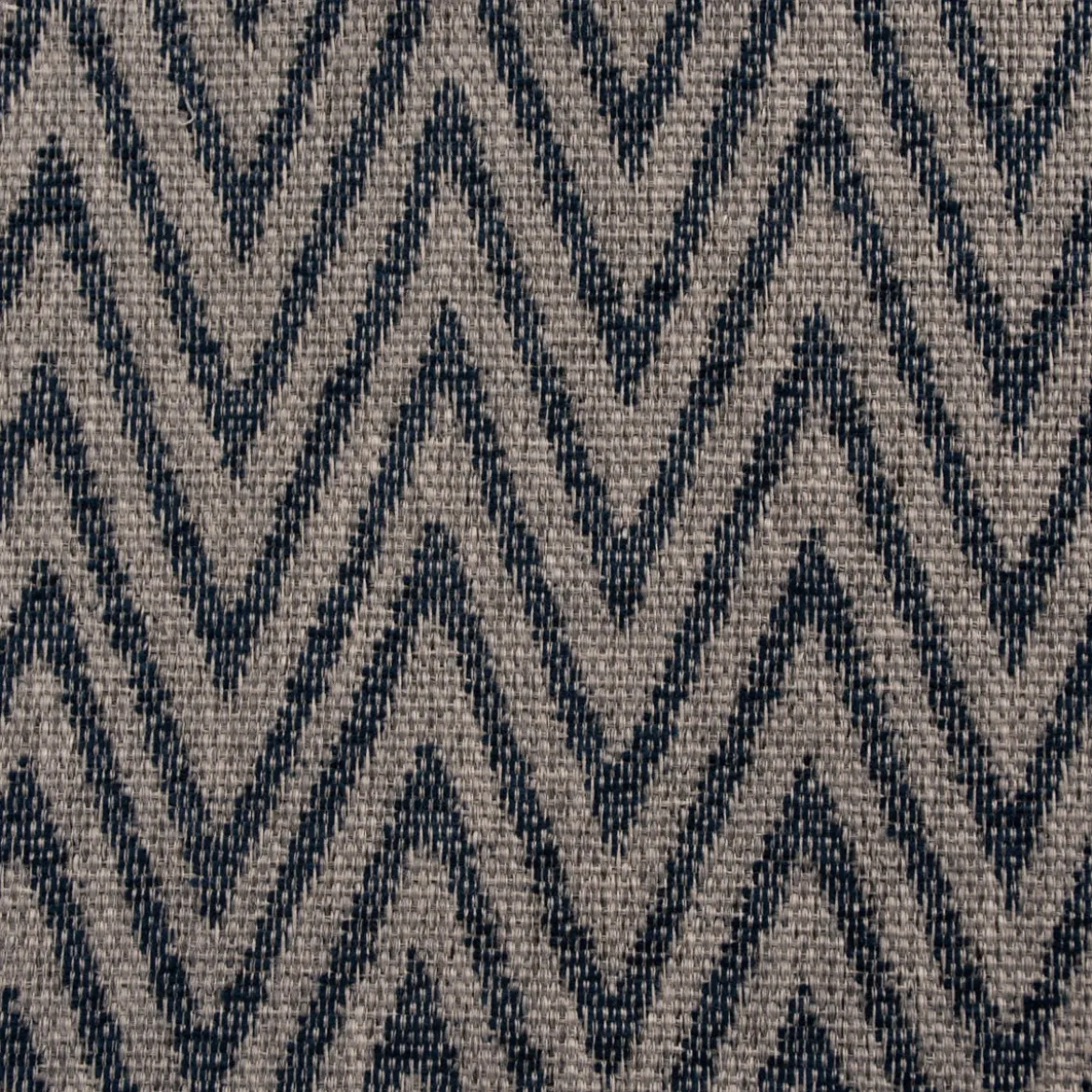 Polsterstoff Dekostoff Jacquard Flachgewebe Mira Chevron dunkelblau hellgrau 1,40m Breite