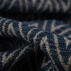 Polsterstoff Dekostoff Jacquard Flachgewebe Mira Chevron dunkelblau hellgrau 1,40m Breite