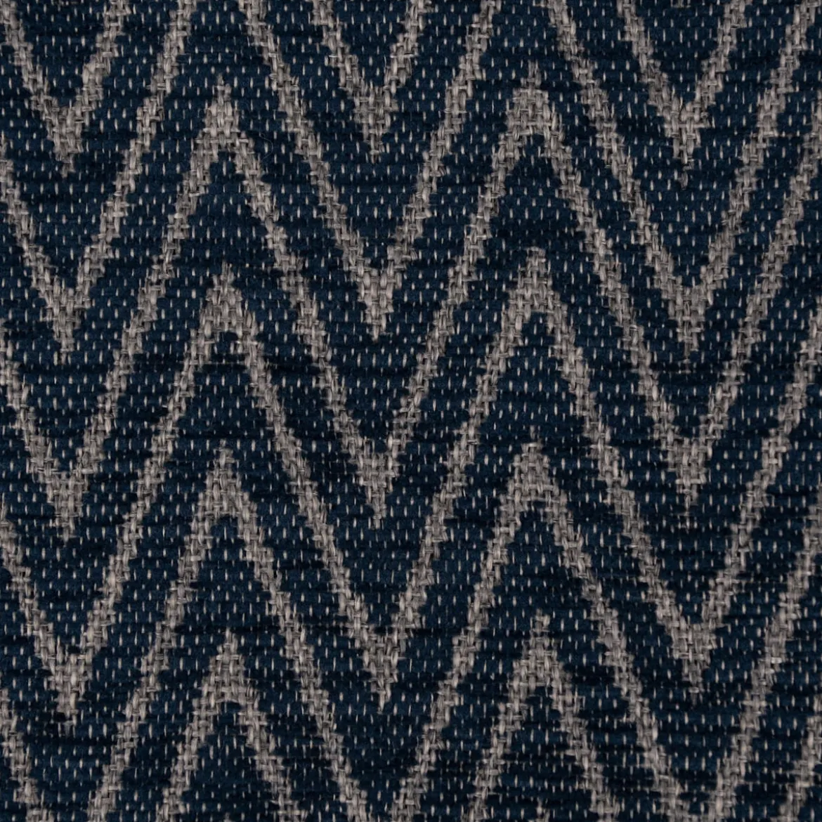 Polsterstoff Dekostoff Jacquard Flachgewebe Mira Chevron dunkelblau hellgrau 1,40m Breite