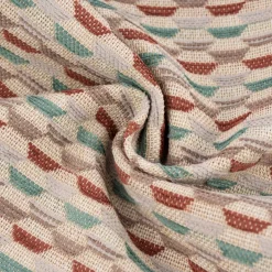 Polsterstoff Dekostoff Jacquard Flachgewebe Mira Hexagon beige rot türkis 1,40m Breite