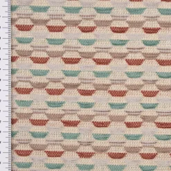 Polsterstoff Dekostoff Jacquard Flachgewebe Mira Hexagon beige rot türkis 1,40m Breite