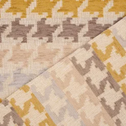 Polsterstoff Dekostoff Jacquard Flachgewebe Mira Hahnentritt beige gelb 1,40m Breite