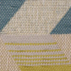 Polsterstoff Dekostoff Jacquard Flachgewebe Mira Rechtecke schräg beige blau grün 1,40m Breite