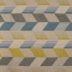 Polsterstoff Dekostoff Jacquard Flachgewebe Mira Rechtecke schräg beige blau grün 1,40m Breite