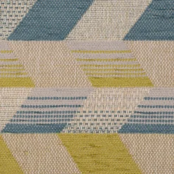 Polsterstoff Dekostoff Jacquard Flachgewebe Mira Rechtecke schräg beige blau grün 1,40m Breite
