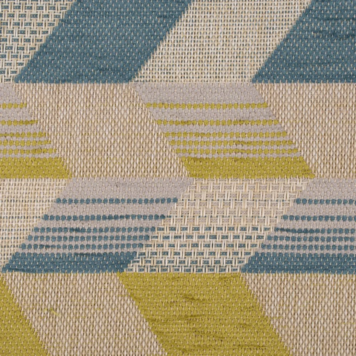 Polsterstoff Dekostoff Jacquard Flachgewebe Mira Rechtecke schräg beige blau grün 1,40m Breite