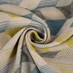 Polsterstoff Dekostoff Jacquard Flachgewebe Mira Rechtecke schräg beige blau grün 1,40m Breite
