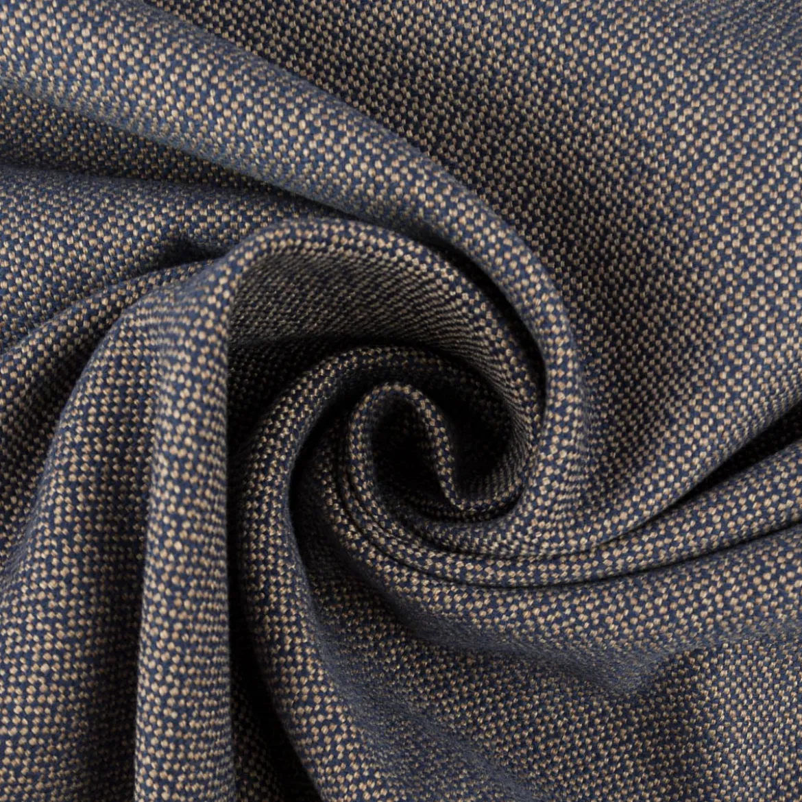 Polsterstoff Flachgewebe Dobby Trento uni meliert blau sand 1,40m Breite