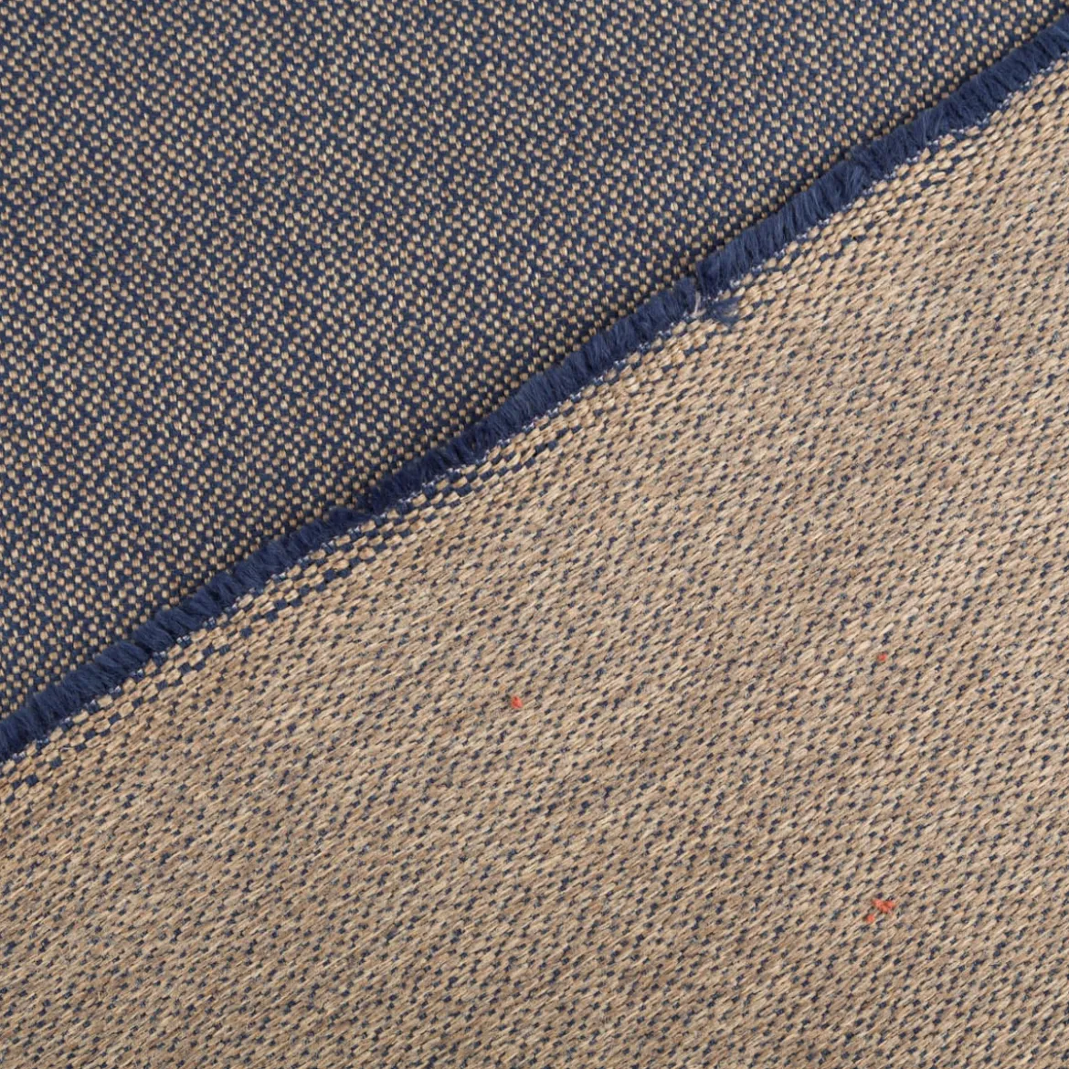 Polsterstoff Flachgewebe Dobby Trento uni meliert blau sand 1,40m Breite