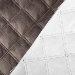 Polsterstoff Samtstoff Le Velvet Karo mit Rautensteppung stone steingrau 1,40m breit
