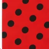 Polyester Punkte groß rot schwarz 1,5m Breite