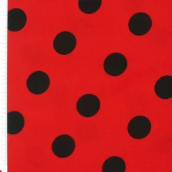 Polyester Punkte groß rot schwarz 1,5m Breite