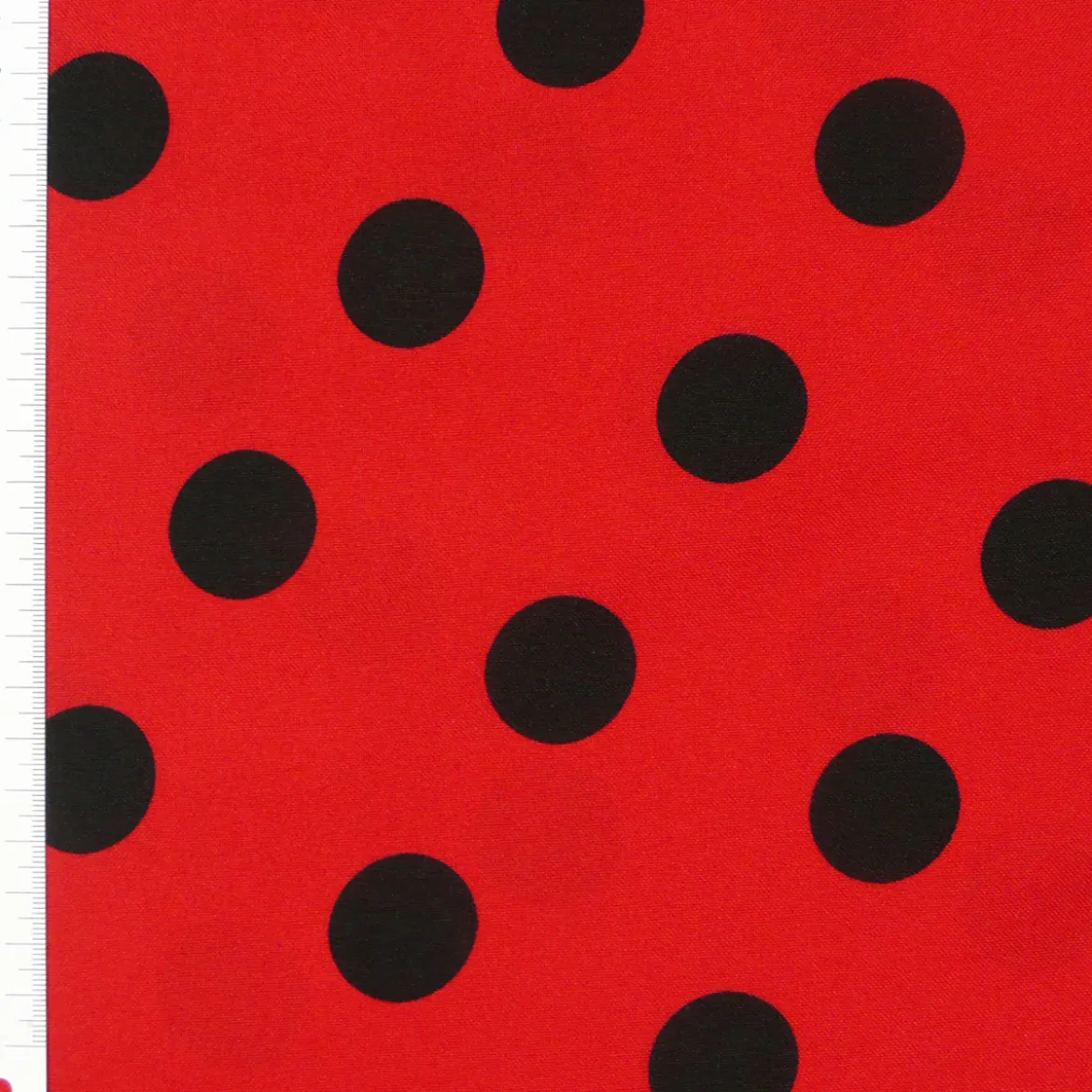 Polyester Punkte groß rot schwarz 1,5m Breite
