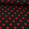 Polyester Punkte groß schwarz rot 1,5m Breite