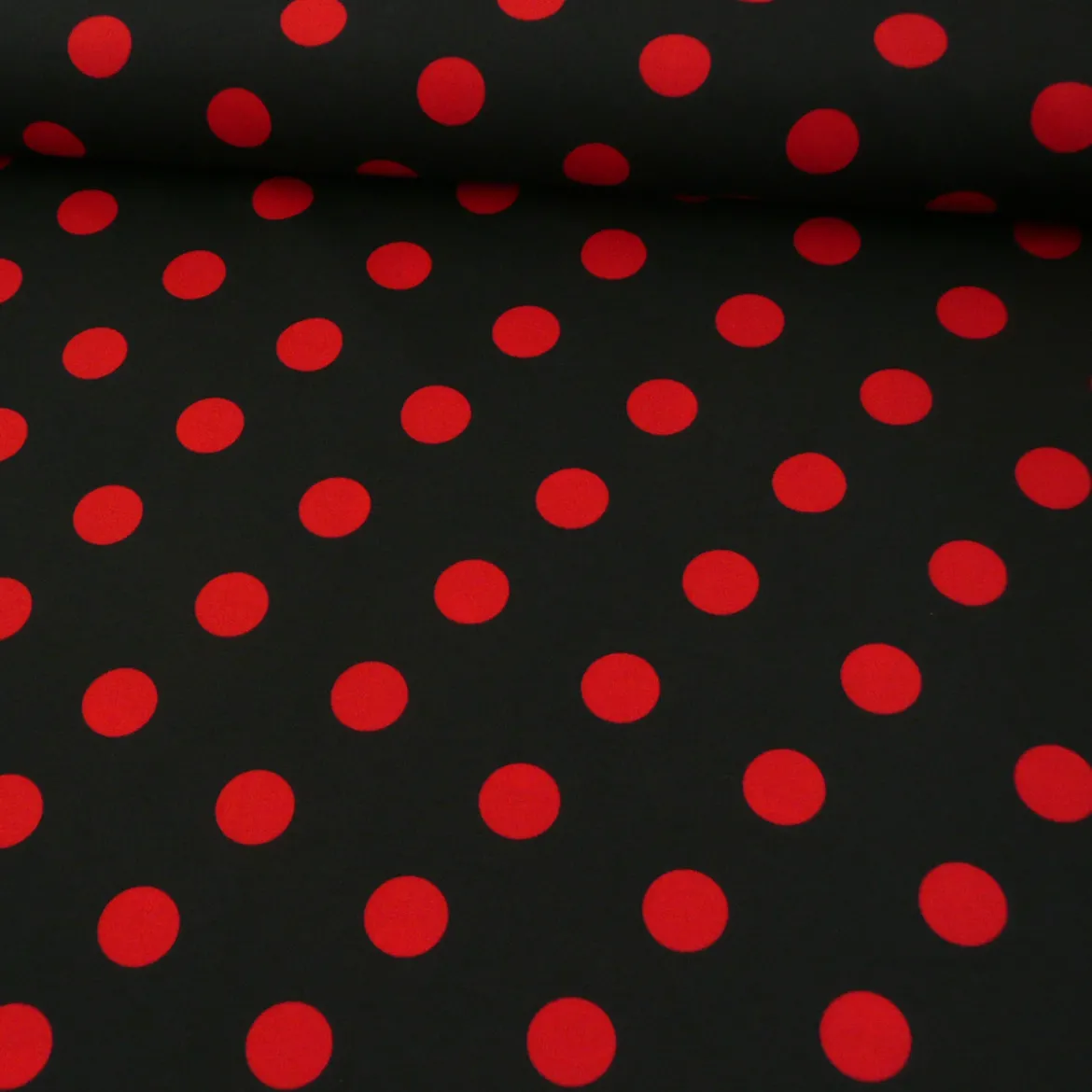 Polyester Punkte groß schwarz rot 1,5m Breite