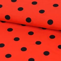 Polyester Punkte rot schwarz 1,5m Breite
