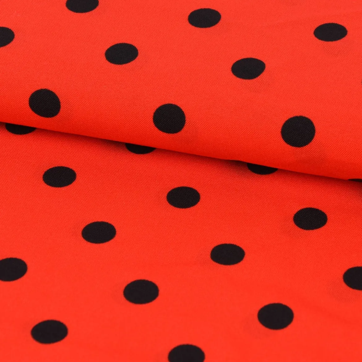 Polyester Punkte rot schwarz 1,5m Breite