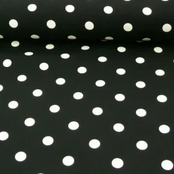 Polyester Punkte schwarz weiß 1,5m Breite