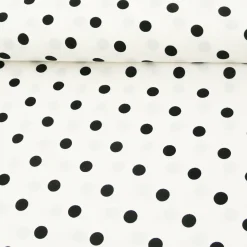 Polyester Punkte weiß schwarz 1,5m Breite