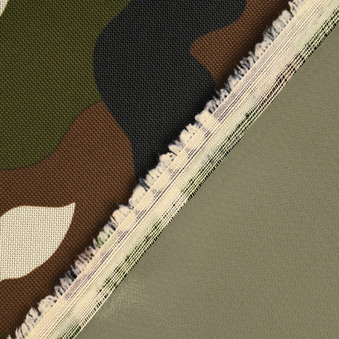 Polyester Stoff Meterware PVC Coating wasserabweisend Camouflage braun grün 1,5m Breite