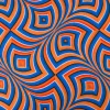 Polyesterstoff Webware Digitaldruck Retro Geometrie blau orange 1,48m Breite