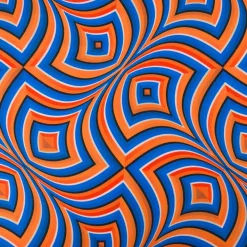 Polyesterstoff Webware Digitaldruck Retro Geometrie blau orange 1,48m Breite