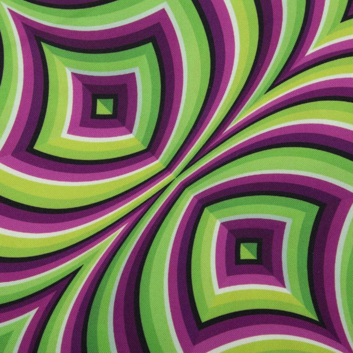 Polyesterstoff Webware Digitaldruck Retro Geometrie grün lila 1,48m Breite