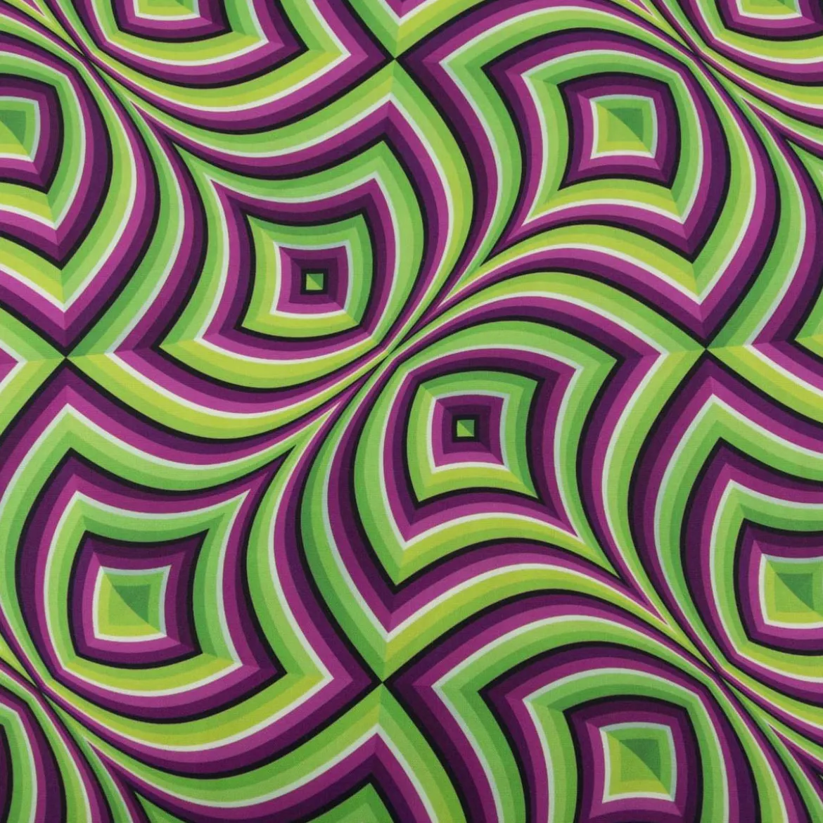 Polyesterstoff Webware Digitaldruck Retro Geometrie grün lila 1,48m Breite