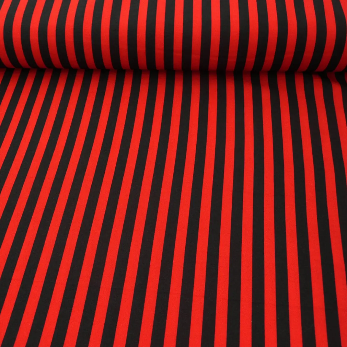 Polyester Streifen schmal rot schwarz 1,5m Breite