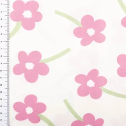Popeline Stoff Blumen wollweiß rosa 1,45m Breite