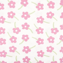 Popeline Stoff Blumen wollweiß rosa 1,45m Breite