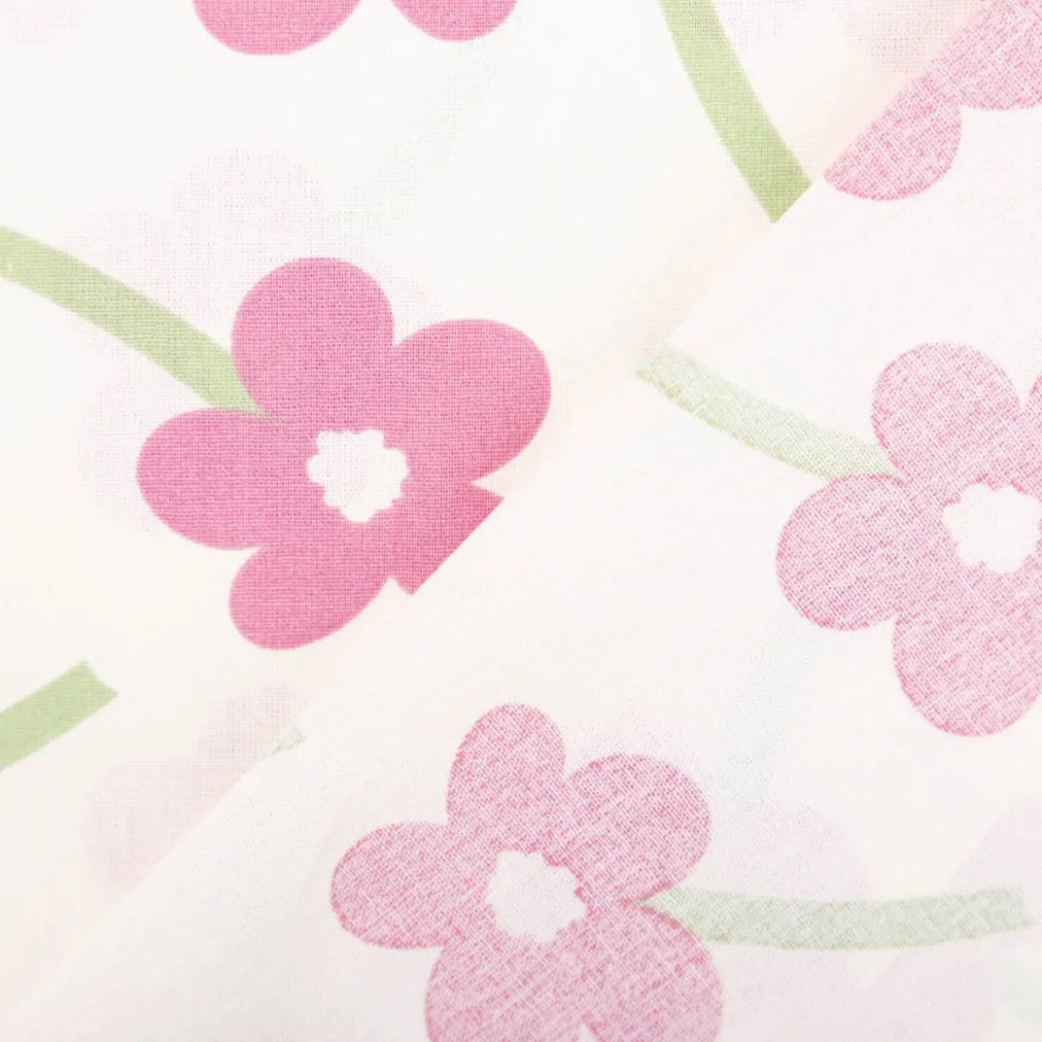 Popeline Stoff Blumen wollweiß rosa 1,45m Breite