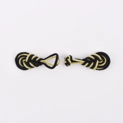 Posamentenverschluss Knebelverschluss Polyester schwarz gold 7,5x1,7cm