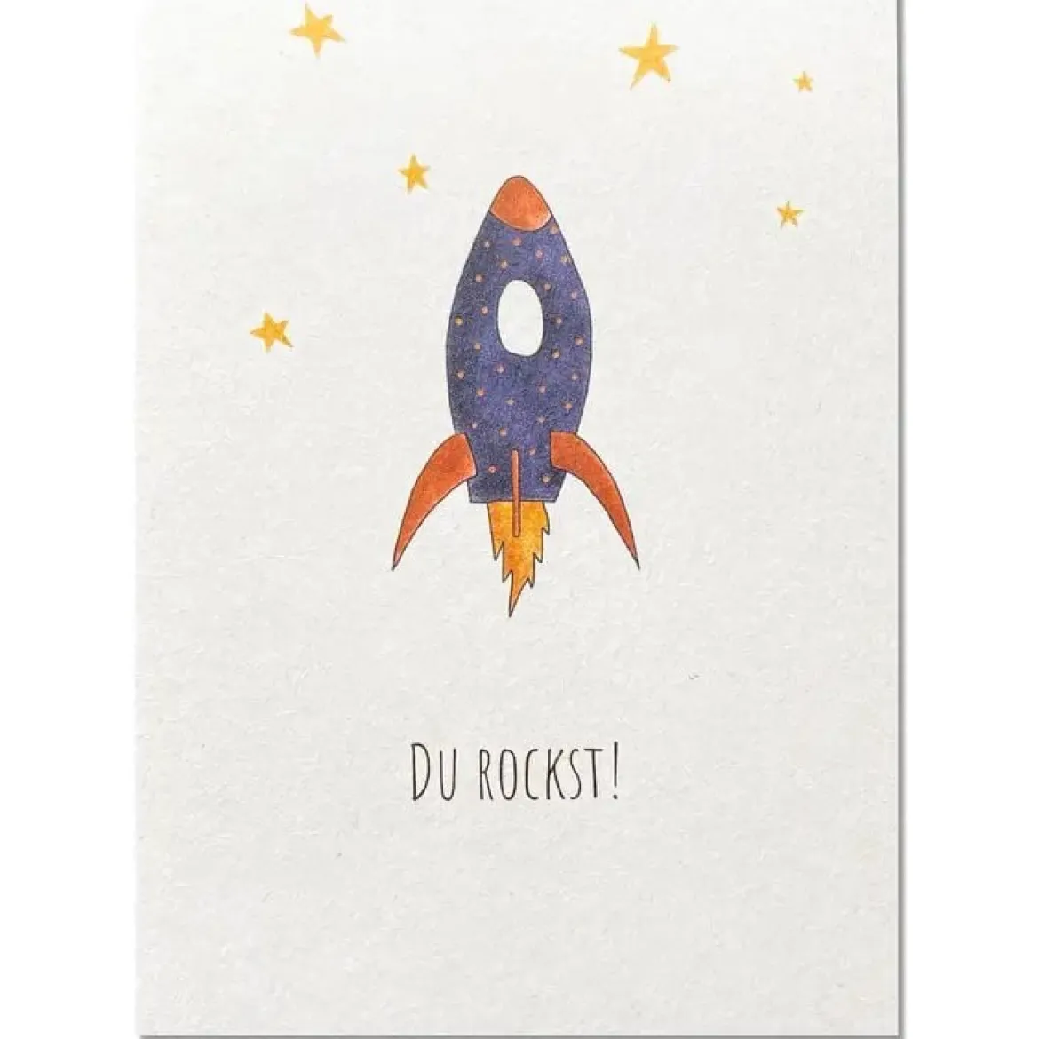 Postkarte aus Pappe Du rockst Rakete weiß blau A6 von KEITCARDS
