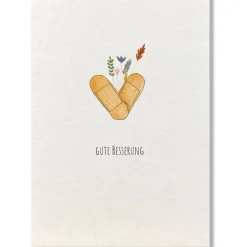 Postkarte aus Pappe Gute Besserung Pflaster weiß bunt A6 von KEITCARDS