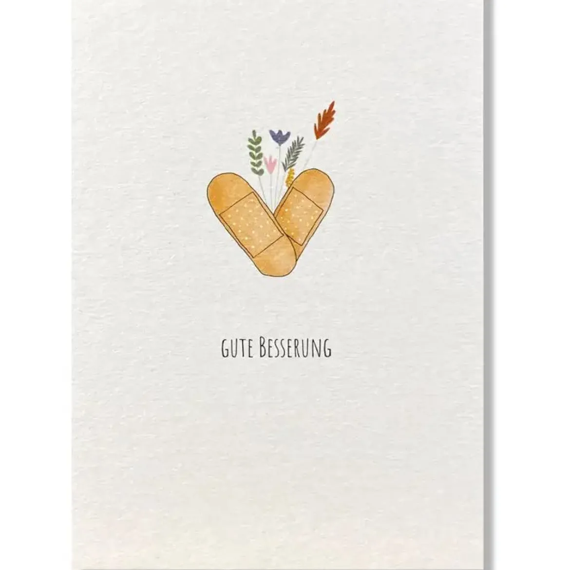 Postkarte aus Pappe Gute Besserung Pflaster weiß bunt A6 von KEITCARDS