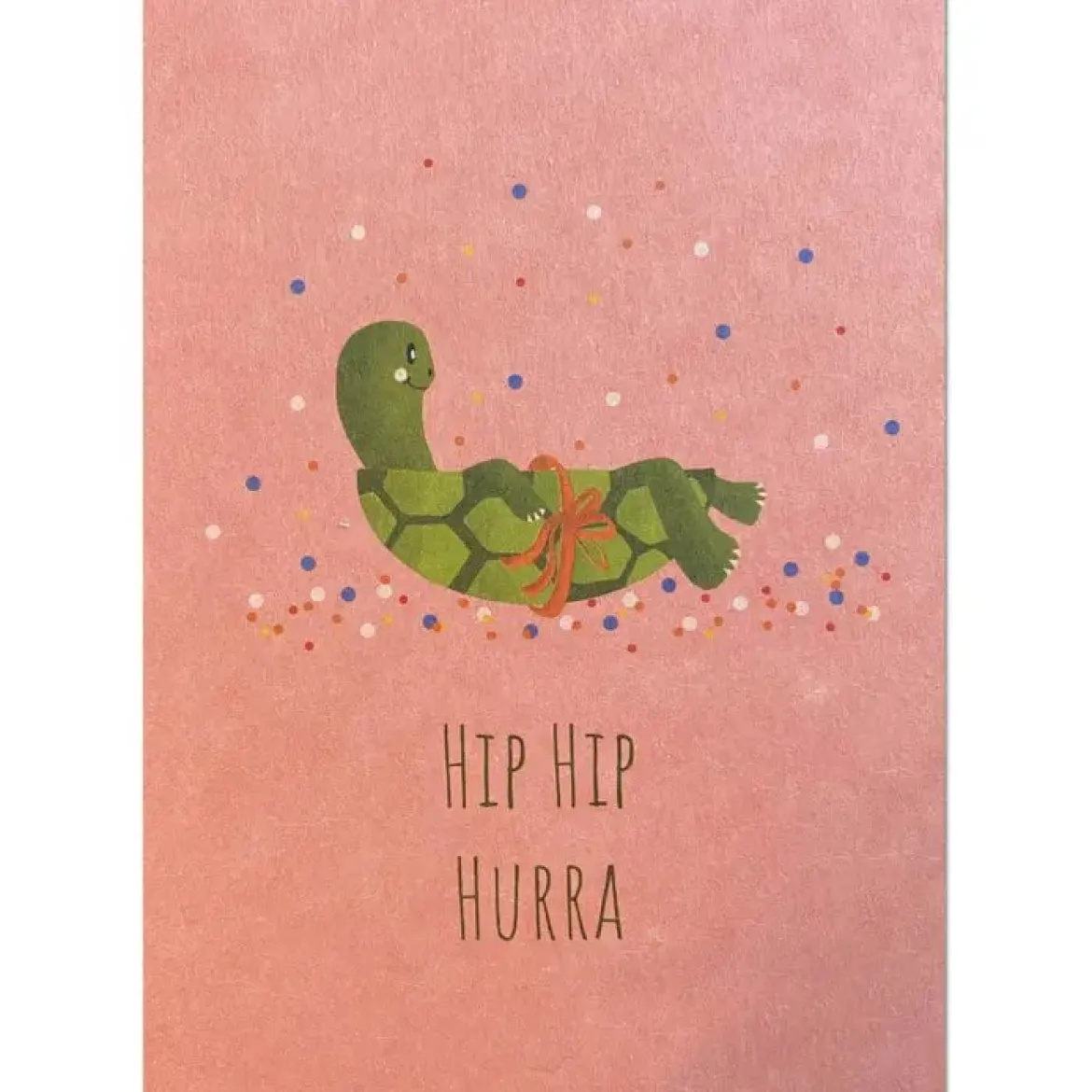 Postkarte aus Pappe Hip Hip Hurra Schildkröte rosa grün bunt A6 von KEITCARDS