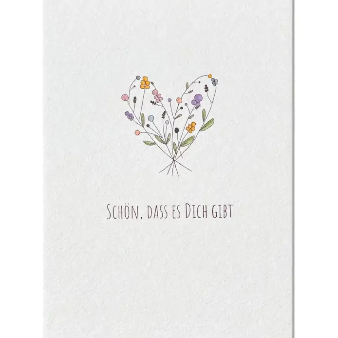 Postkarte aus Pappe Schön dass es dich gibt Blumenherz weiß bunt A6 von KEITCARDS