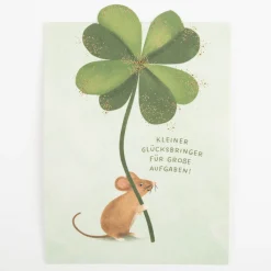 Postkarte Glücksbringer mit Hotfoil Goldveredelung 105x148mm von Grafik Werkstatt