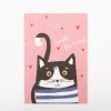 Postkarte Happy Birthday mit Katze rosa A6 von KEITCARDS