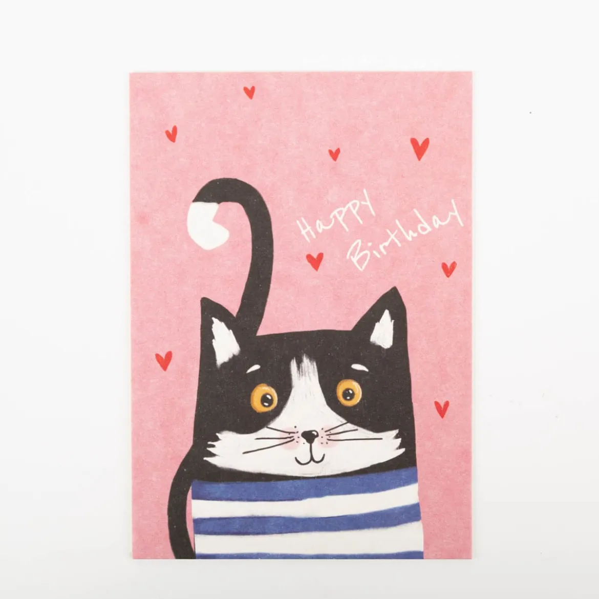 Postkarte Happy Birthday mit Katze rosa A6 von KEITCARDS
