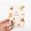 Postkarte Happy Birthday Tierparty beige A6 von KEITCARDS