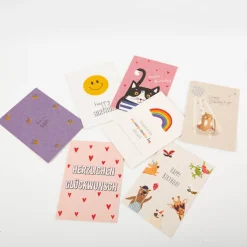 Postkarte Happy Birthday Tierparty beige A6 von KEITCARDS