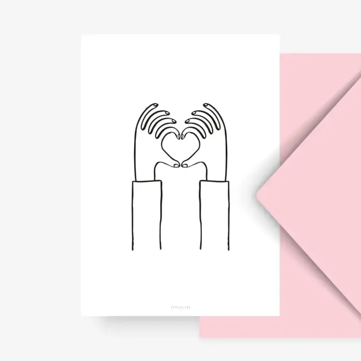 Postkarte Hände-Herz Heart You weiß schwarz 10,5x14,8cm