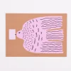 Postkarte Letterbird Vogel abstrakt braun rosa 10,5x14,8cm